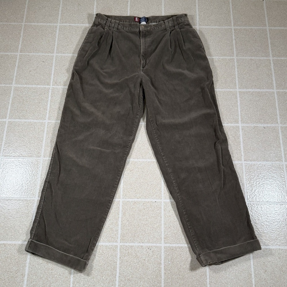 Vintage Chaps Ralph Lauren Corduroy Pants Mens 30x32 Tan Pleated Wide Wale 90s